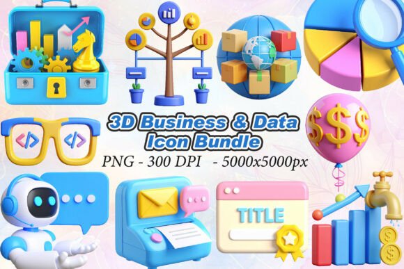 3D Business Data Icons: Elevating Visual Communication with High-Resolution Design