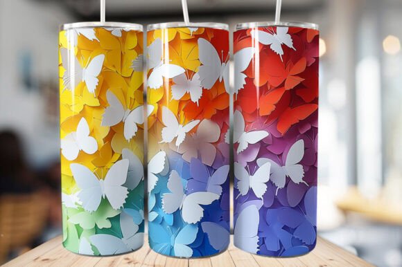 3D Butterflies Tumbler Wrap – PNG File: Elevating Custom Drinkware Design