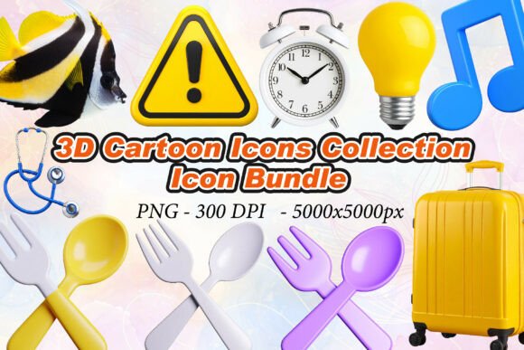 3D Cartoon Icons Collection: Elevating Digital Design with High-Resolution Assets