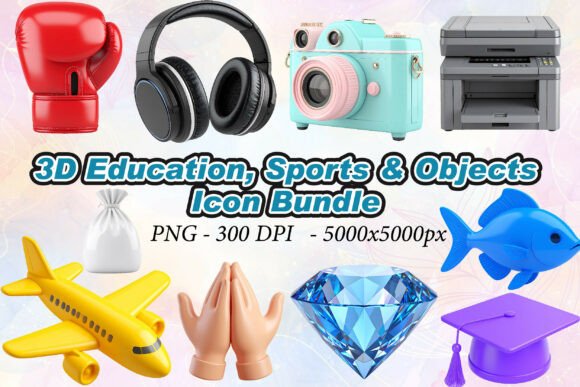 3D Education & Sports Icons