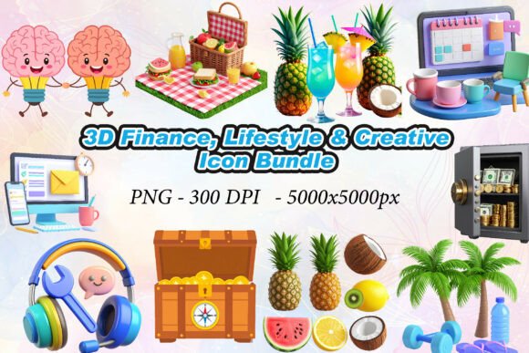 3D Finance & Lifestyle Icons: Visual Depth