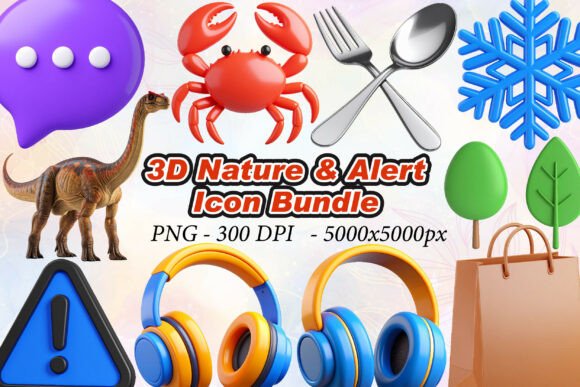 3D Nature Alert Icons: High-Res Design Assets