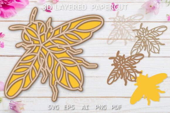 Bee SVG 3D Layered Paper Cut Design