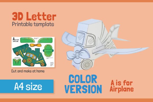 Build Letter A: 3D Papercraft Airplane for Kids