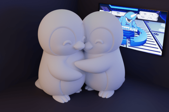 Casal De Pinguins Abraçados: 3D Print Model