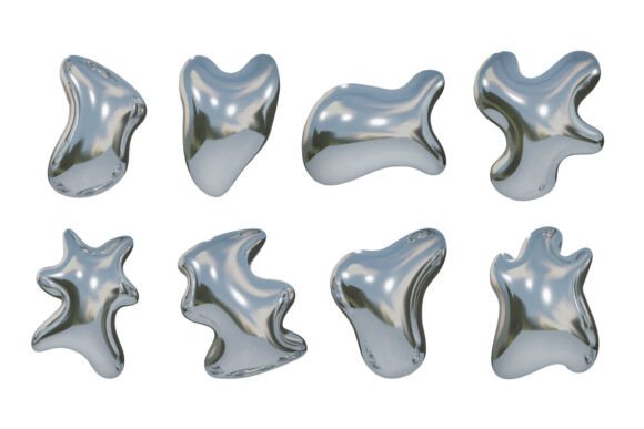 Chrome Liquid Abstract Blob Shape: Elevating Digital Design with High-Gloss 3D Assets