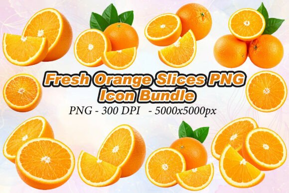 Fresh Orange Slices PNG: High-Res 3D Icons