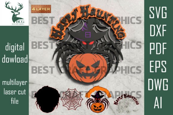 Happy Haunting SVG: Elevating Halloween Decor with the Spider Pumpkin and 