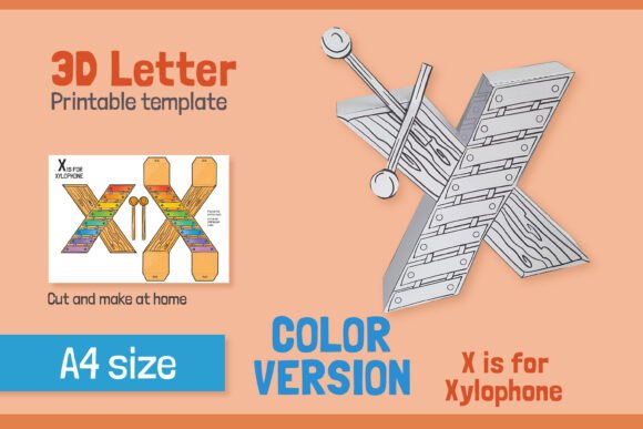 Letter X 3D Papercraft for Kids