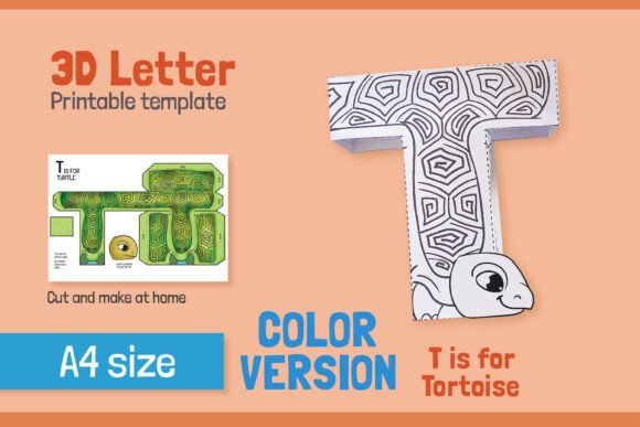 Mastering Fine Motor Skills with the Letter T 3D Papercraft for Kids – COLOR Edition