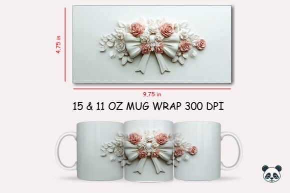 Mothers Day 3D Bow Flowers Mug Wrap
