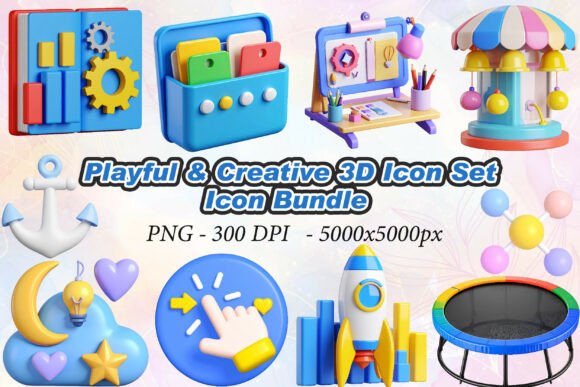 Playful Creative 3D Icon Set