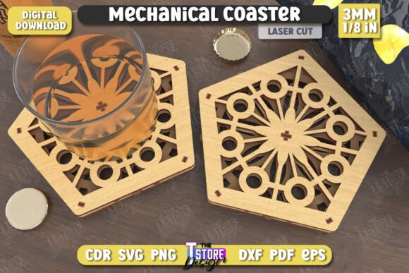 Strategic Precision: Elevating Brand Presence with Mechanical Style Coaster Laser Cut CNC Designs