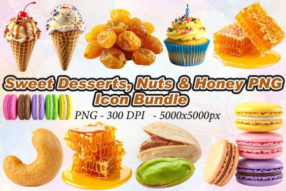 Sweet Desserts, Nuts Honey PNG: A High-Resolution Asset for Modern Design Workflows
